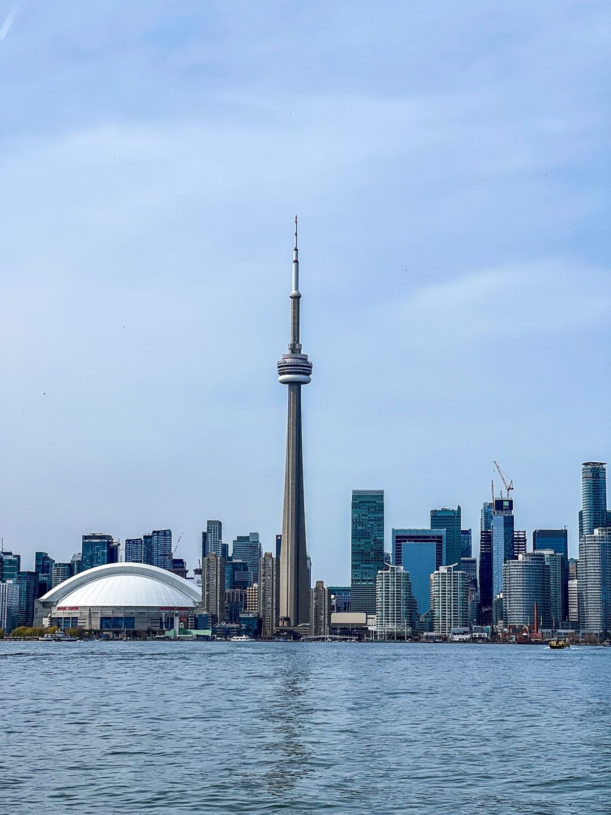 The Toronto skyline with the CN Tower, seen from the water