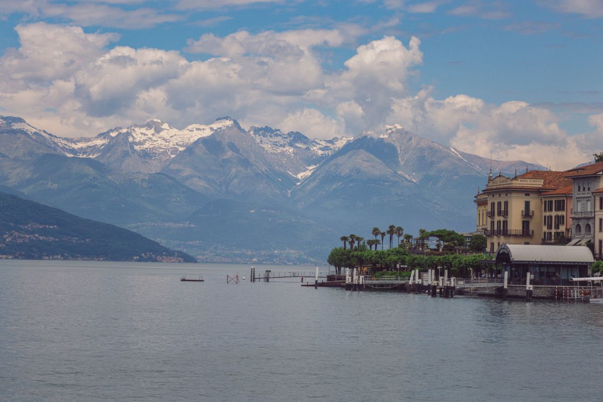 Bellagio on Lake Como, with the Alps behind