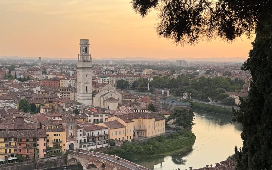 Verona’s red rooftops and the bend of the Adige