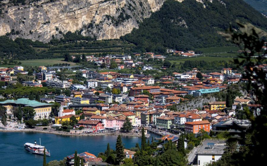 Riva del Garda: the north end of Lake Garda, a town at the foot of a cliff.