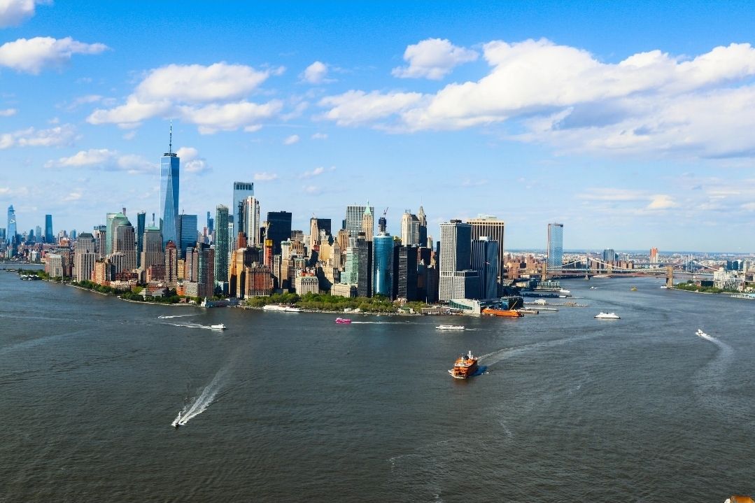 Lower Manhattan seen from New York Harbor